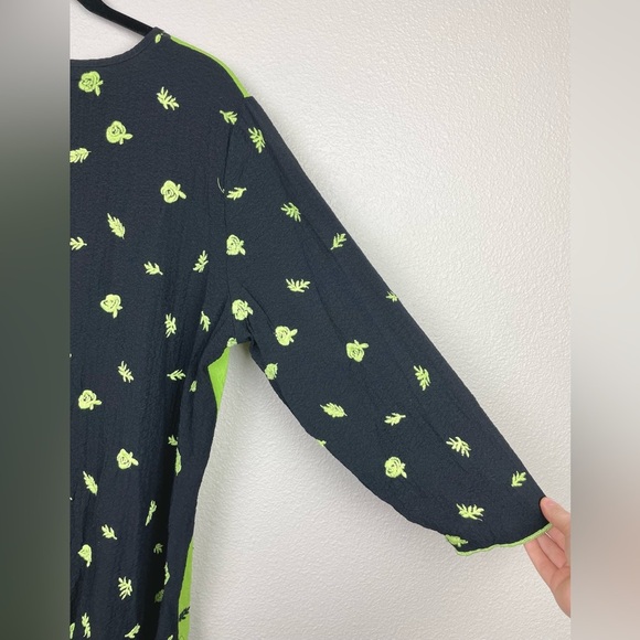 Ali Miles Women's Large Floral Color Block 3/4 Sleeve Tunic Brat Green Apple - Picture 11 of 14